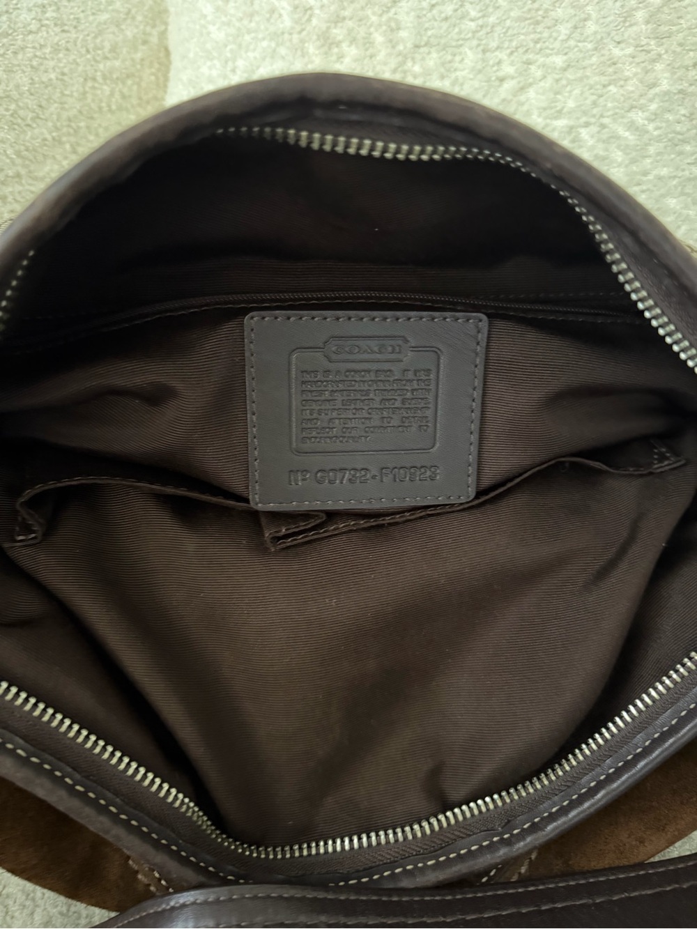 Coach Brown Signature Monogram Canvas & Suede Hobo with Black Strap - Picture 2 of 3